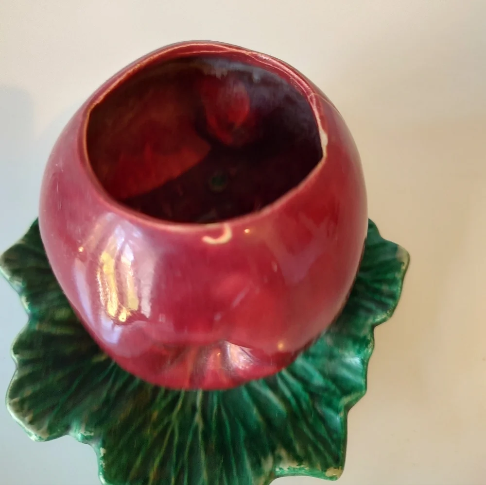McCoy Pottery Vintage Apple Planter Vase 1950s FLAWS REPAIRED